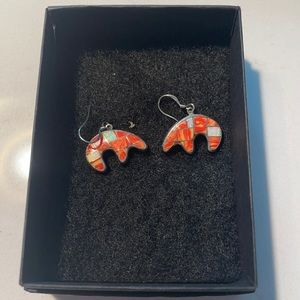 Bear silver earrings
